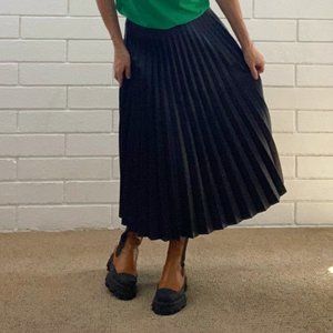 Vegan Leather Pleated Skirt